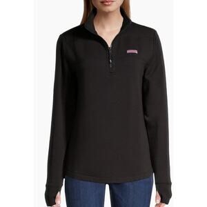 Vineyard Vines Women's Dreamcloth Relaxed Shep Shirt Black Size M Pullover
